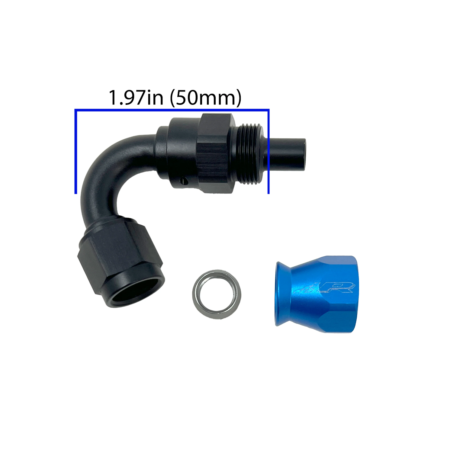 Precision Raceworks 135 Degree PTFE to 6AN Female Flare Fuel Line Fitting — VW / Audi / BMW