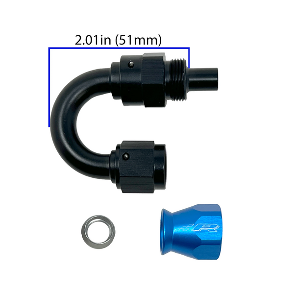 Precision Raceworks 180 Degree PTFE to 6AN Female Flare Fuel Line Fitting for VW / Audi / BMW