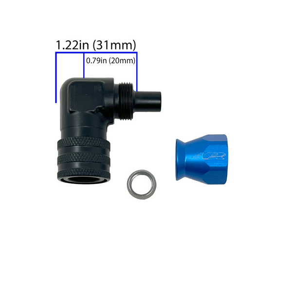 Precision Raceworks 90 Degree 6AN to 3/8" Female Quick Connect Fuel Line Fitting for VW / Audi / BMW