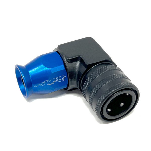 Precision Raceworks 90 Degree 6AN to 9.89mm Female Quick Connect PTFE Fuel Line Fitting for VW / Audi / BMW