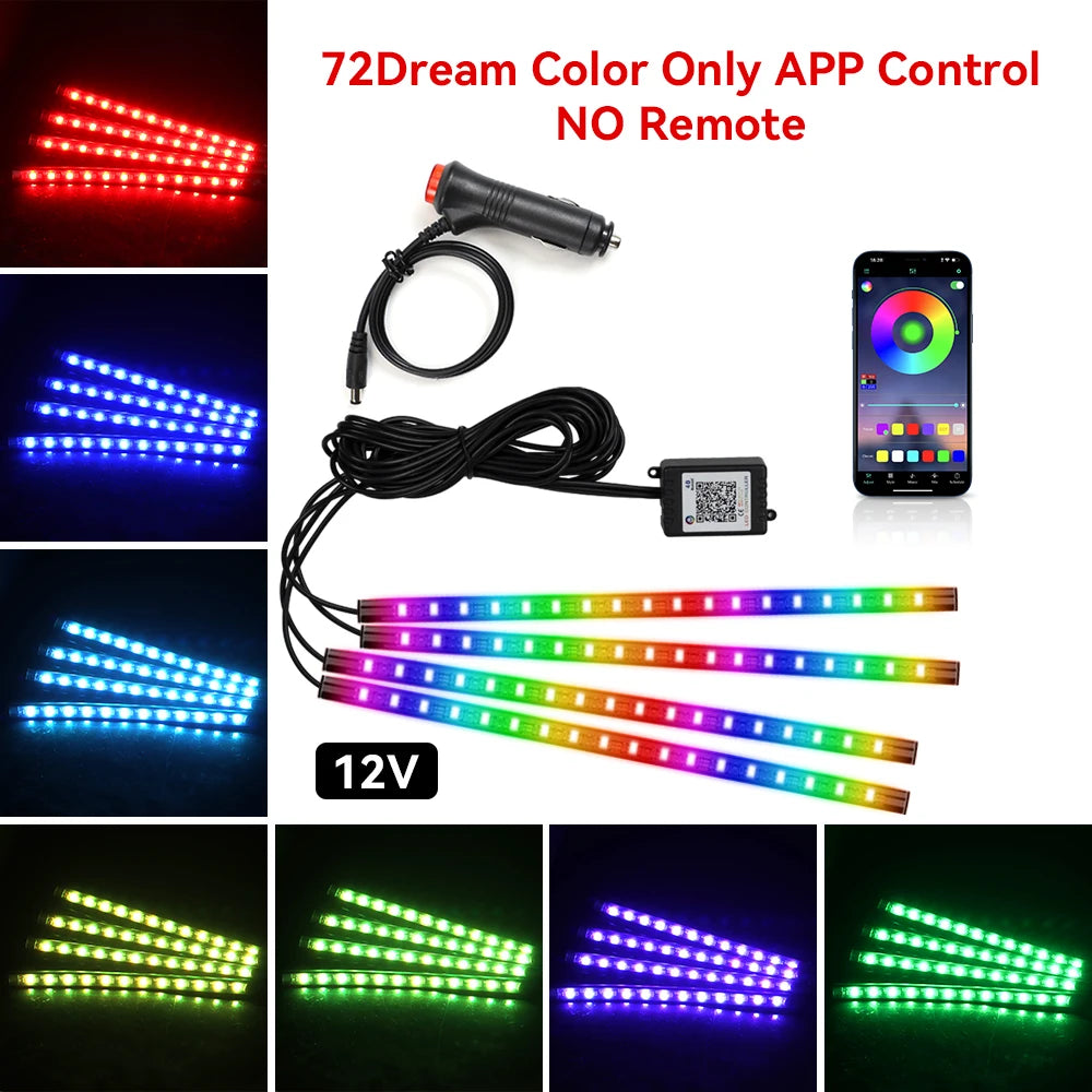 RGB Car Interior Foot Lights - Music Sync Underglow Kit