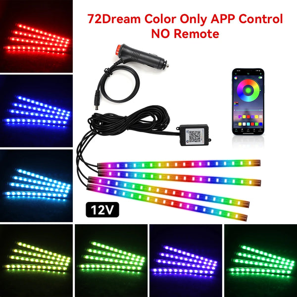 RGB Car Interior Foot Lights - Music Sync Underglow Kit