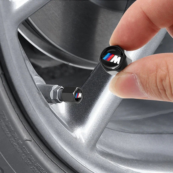BMW Logo Valve Stem Caps with Keychain Locking Tool