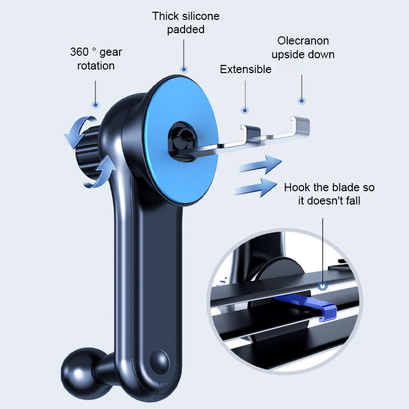 Gravity Air Vent Phone Holder - Spiral Hook Mount