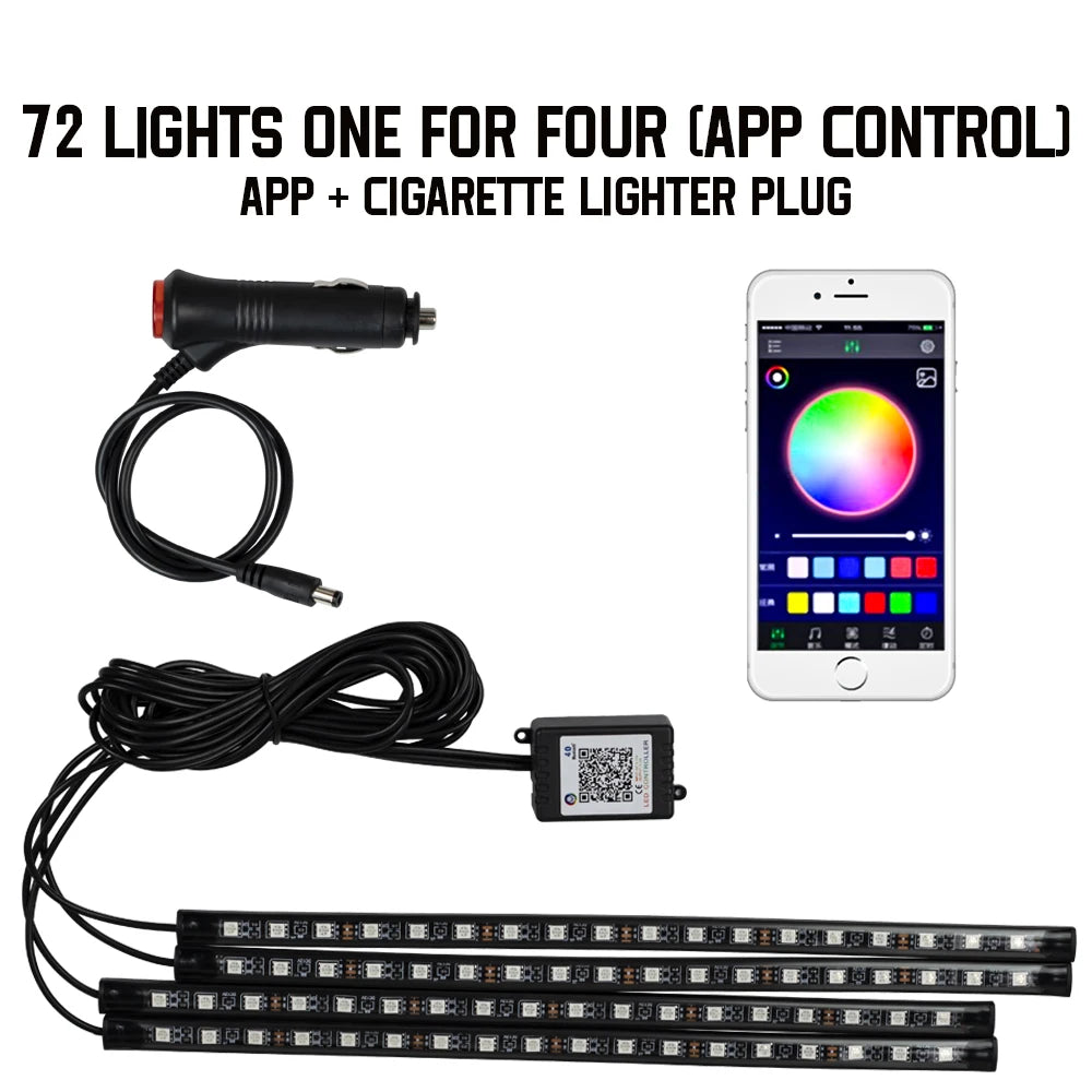RGB Car Interior Foot Lights - Music Sync Underglow Kit