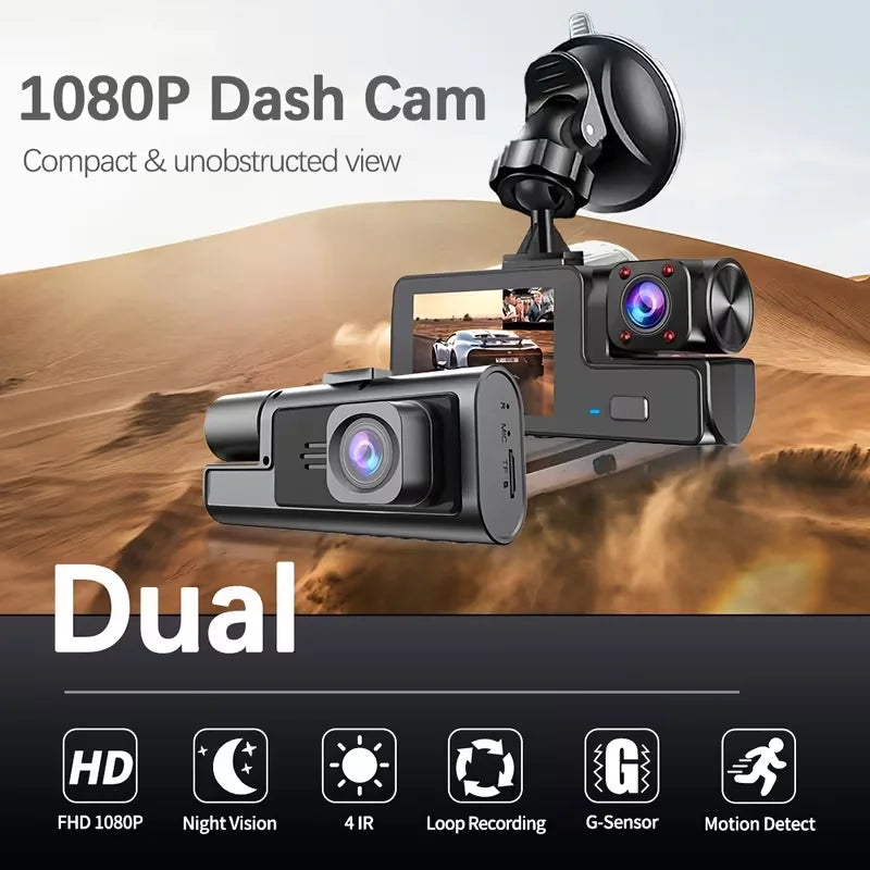 1080P 2-Channel Dash Cam - IR Night Vision