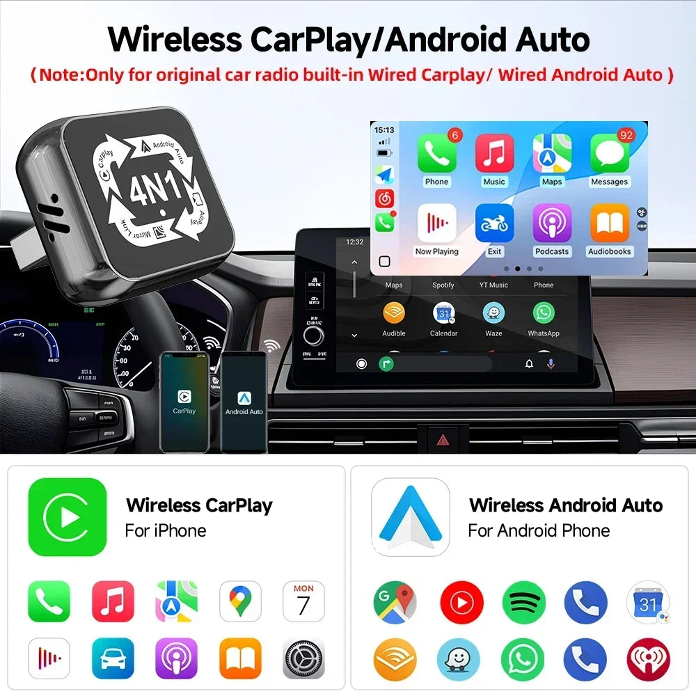 4-in-1 Smart CarPlay Adapter - Wireless Conversion Hub