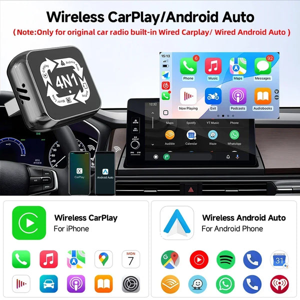 4-in-1 Smart CarPlay Adapter - Wireless Conversion Hub