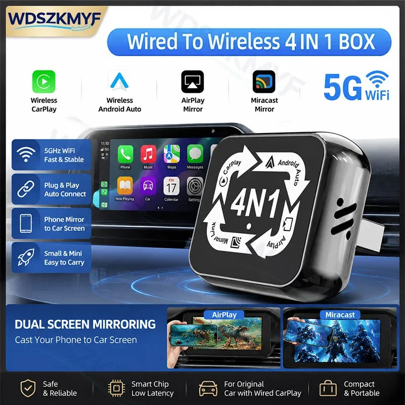 4-in-1 Smart CarPlay Adapter - Wireless Conversion Hub