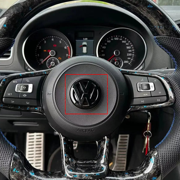 Steering Wheel Emblem Cover (Gloss Black) for Volkswagen Golf MK7/7.5 - EuroSpeed