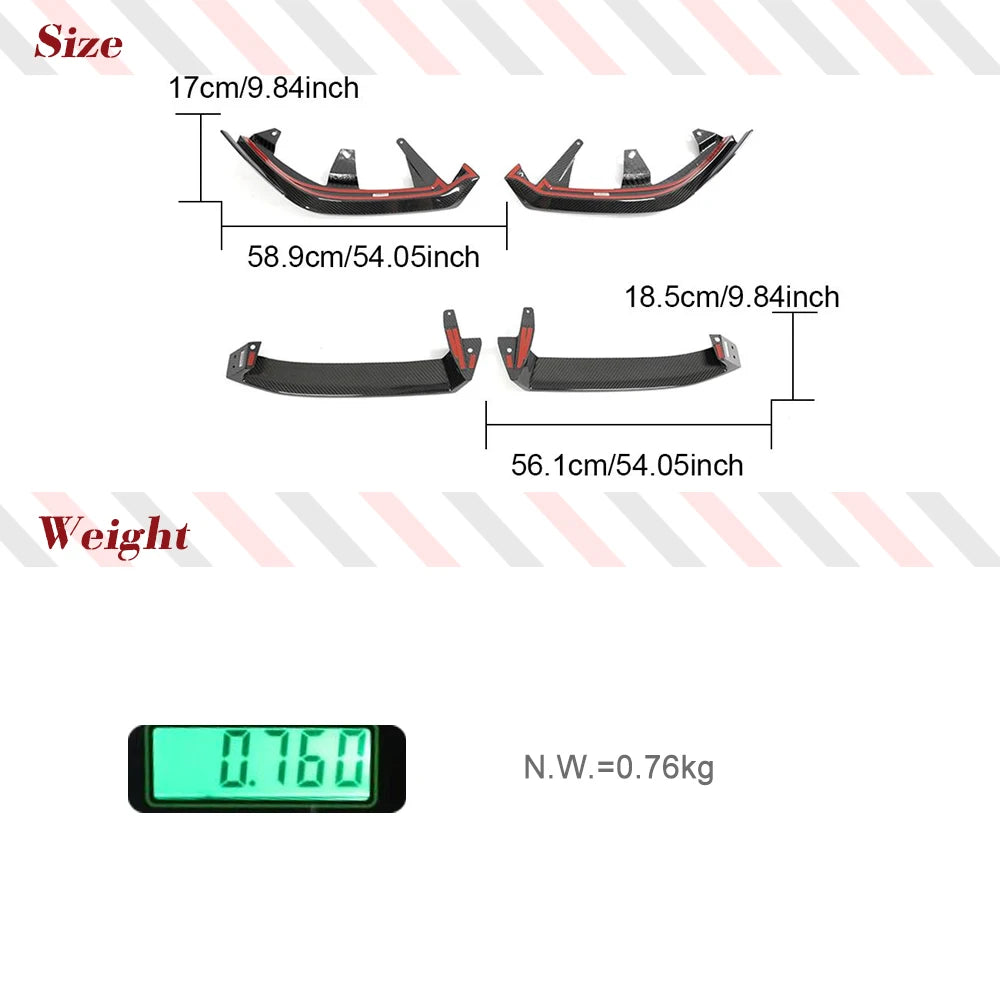 Carbon Fiber Front Bumper Chin Spoiler Splitter Kit for BMW 5 Series i5 G60 M Sport (2024)