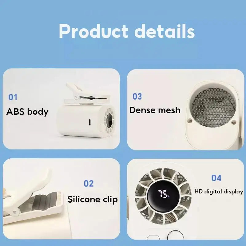360� Rotatable Clip-On Car Fan - Rechargeable Cooler
