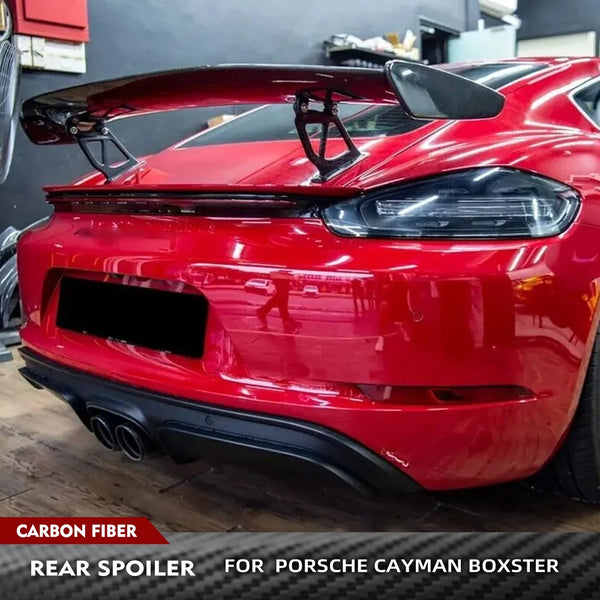 Carbon Fiber Rear Trunk Spoiler Wing for Porsche Cayman Boxster 981, 718, 987, 911 GT4 (2016-2019)
