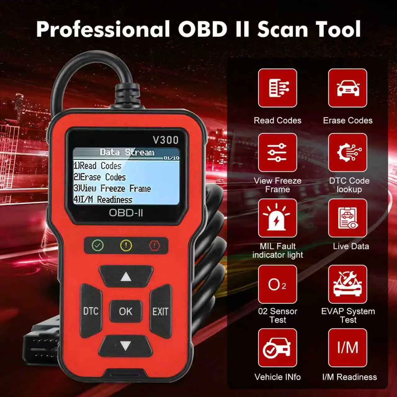 Professional OBD2 Scanner Tool - Engine Code Reader