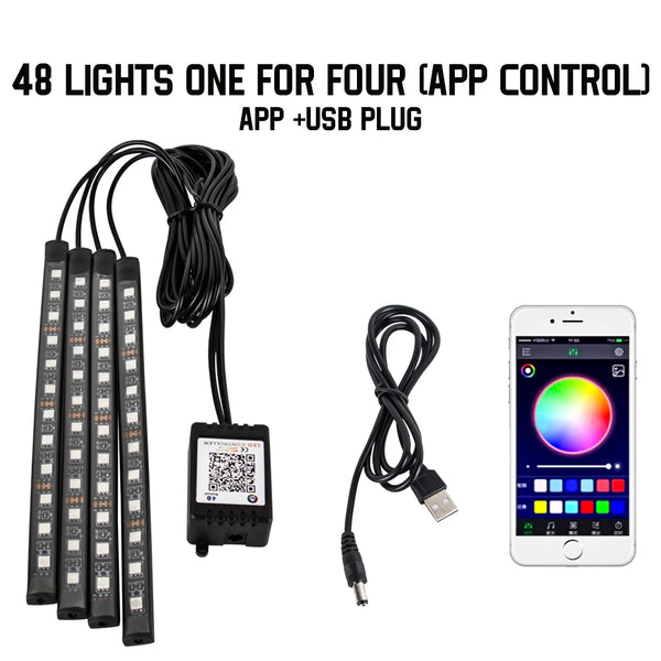 RGB Car Interior Foot Lights - Music Sync Underglow Kit