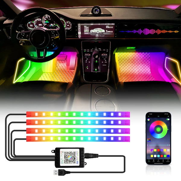RGB Car Interior Foot Lights - Music Sync Underglow Kit