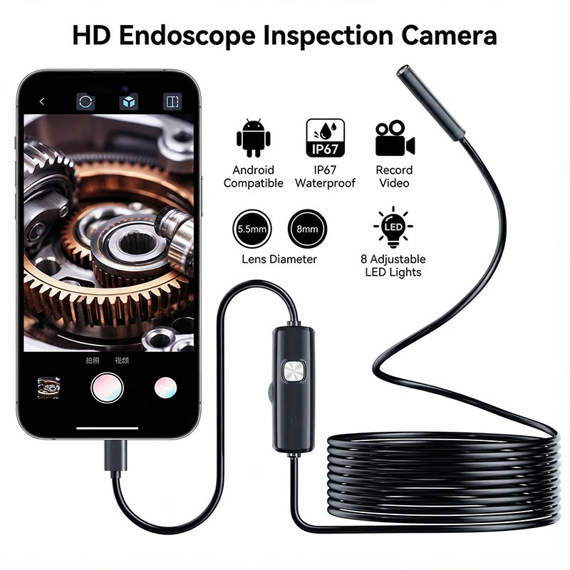HD Android Endoscope Camera - Type-C Inspection Scope