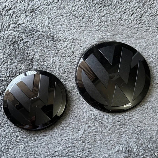 Front & Rear Black Emblem Covers for Volkswagen Golf 6/7/7.5/8, Passat, Polo, CC, Jetta, Tiguan (Works with ACC) - EuroSpeed