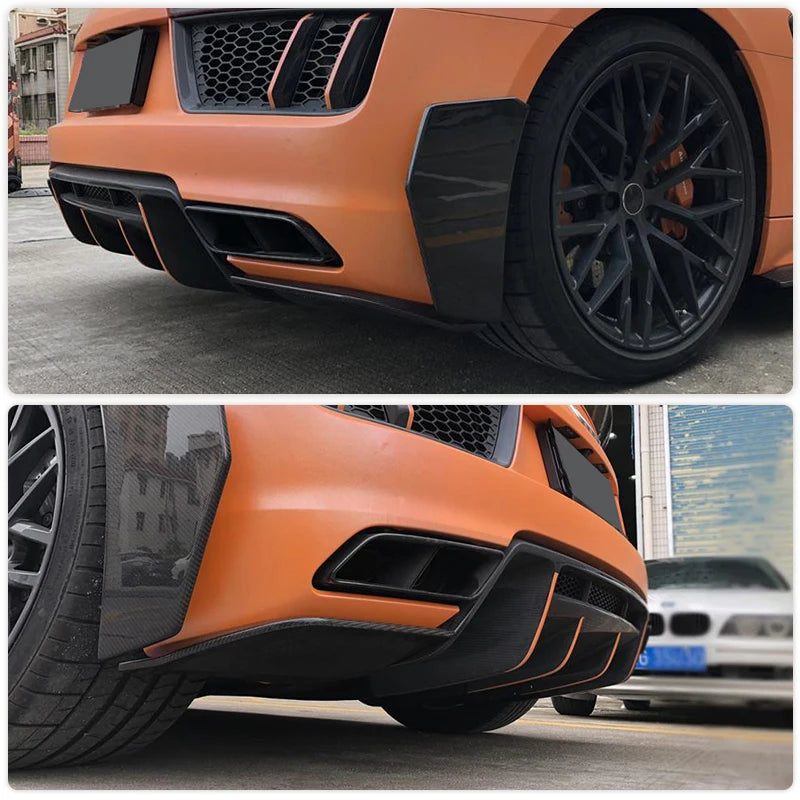 Carbon Fiber Rear Bumper Side Splitters for Audi R8 Coupe / Spyder (2016-2018)