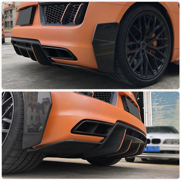 Carbon Fiber Rear Bumper Side Splitters for Audi R8 Coupe / Spyder (2016-2018)
