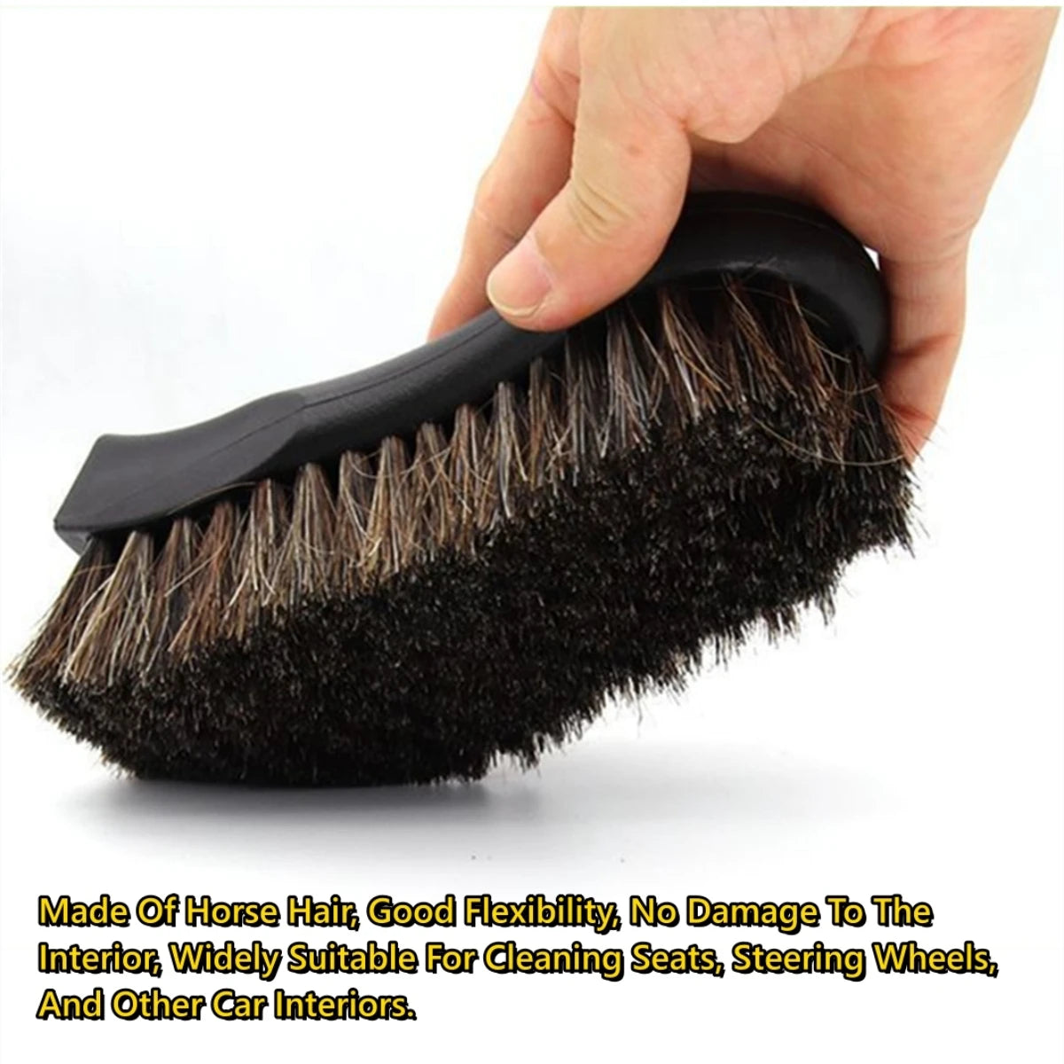 Horsehair Car Detailing Brush - Leather Cleaning Tool