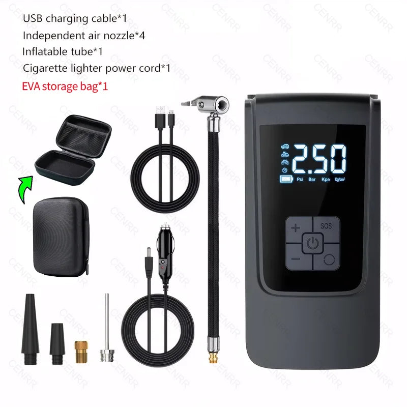 Wireless Car Air Compressor - LCD Digital Tyre Inflator