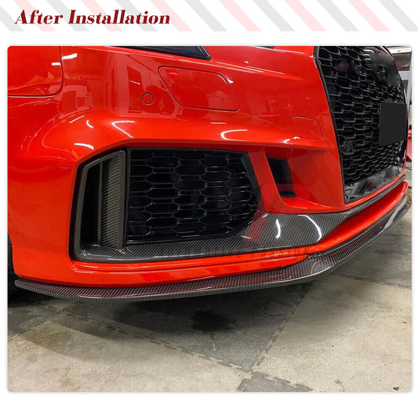 Carbon Fiber Front Bumper Air Vent Grille Trim Lip for Audi RS3 Sedan 8V (2017-2019)
