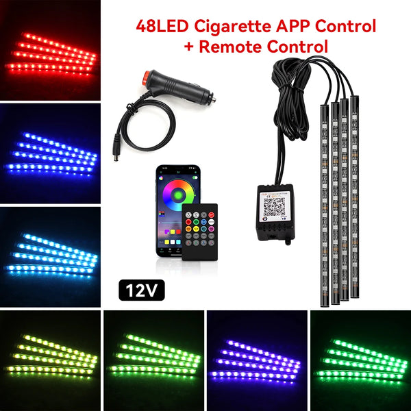 RGB Car Interior Foot Lights - Music Sync Underglow Kit