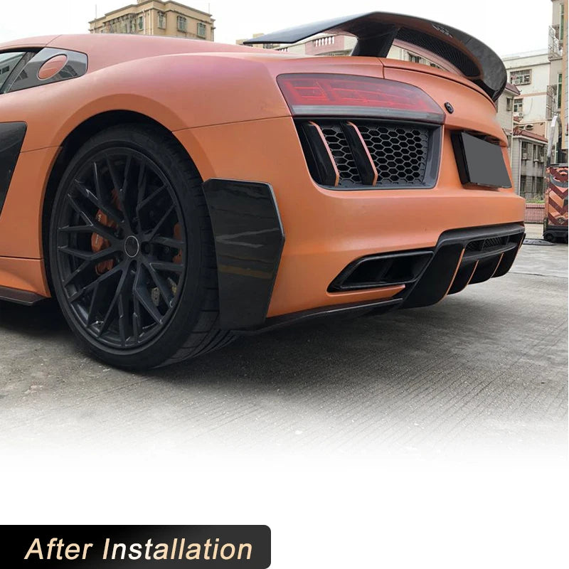 Carbon Fiber Rear Bumper Side Splitters for Audi R8 Coupe / Spyder (2016-2018)