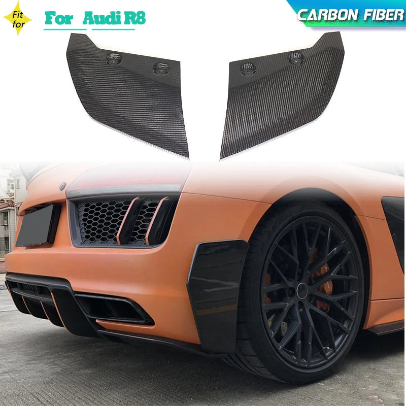 Carbon Fiber Rear Bumper Side Splitters for Audi R8 Coupe / Spyder (2016-2018)