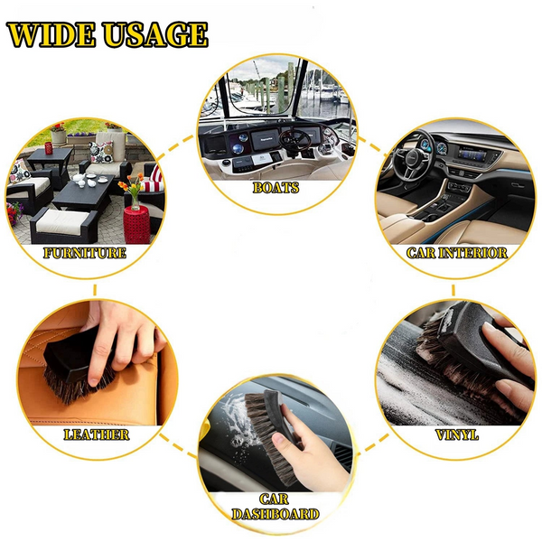 Horsehair Car Detailing Brush - Leather Cleaning Tool