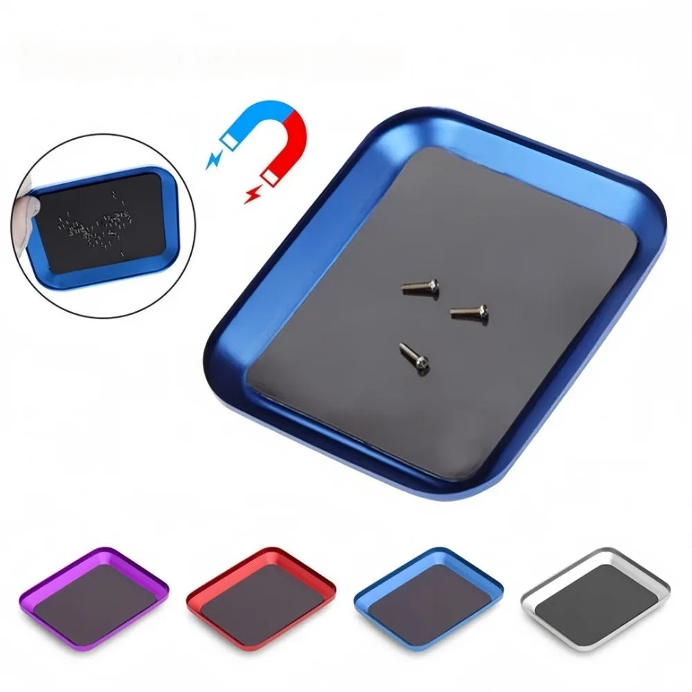 Magnetic Aluminum Screw Tray - Parts Storage Plate