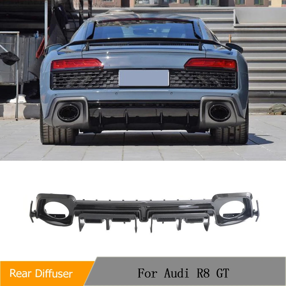 Carbon Fiber Rear Bumper Diffuser Lip Spoiler for Audi R8 V10 GT Performance Coupe (2023)
