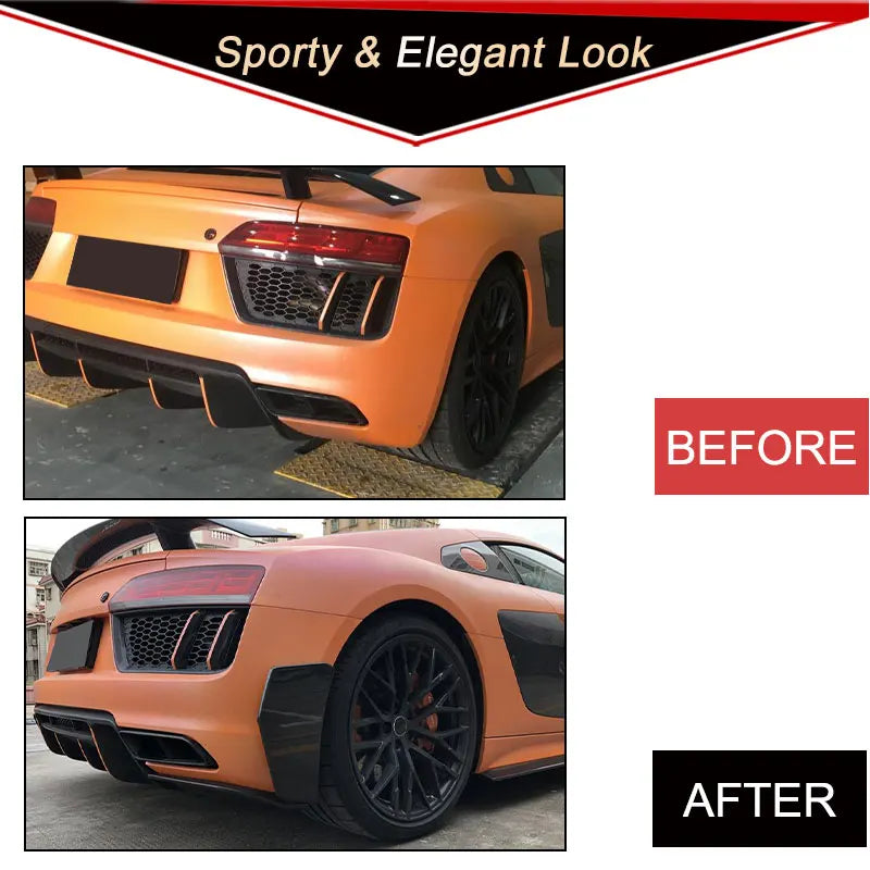 Carbon Fiber Rear Bumper Side Splitters for Audi R8 Coupe / Spyder (2016-2018)