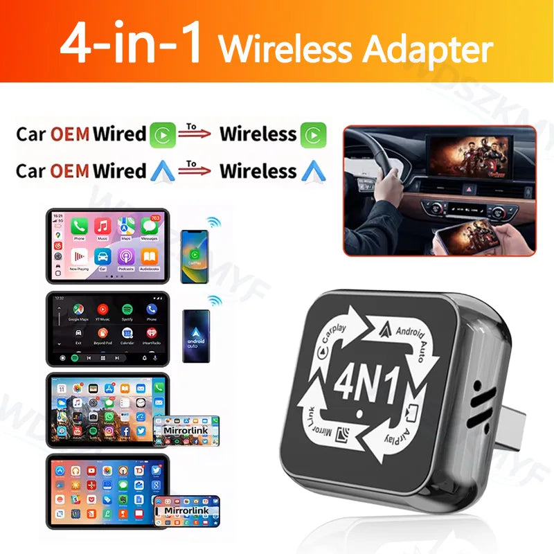 4-in-1 Smart CarPlay Adapter - Wireless Conversion Hub