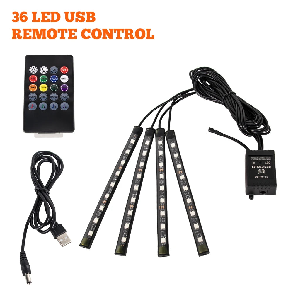 RGB Car Interior Foot Lights - Music Sync Underglow Kit
