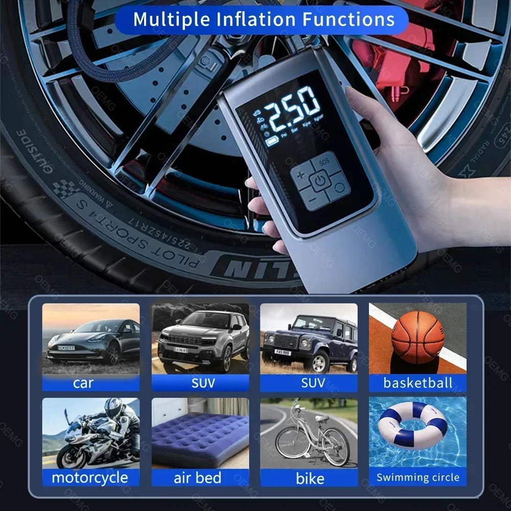 Wireless Car Air Compressor - LCD Digital Tyre Inflator