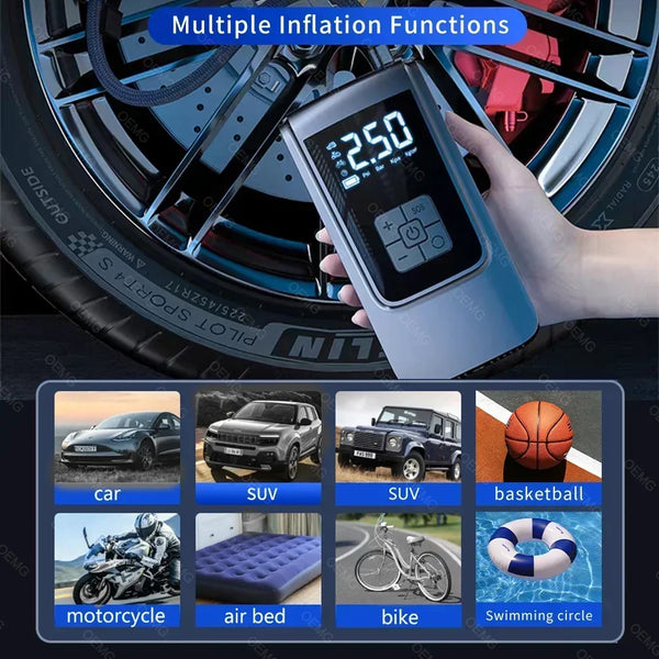 Wireless Car Air Compressor - LCD Digital Tyre Inflator