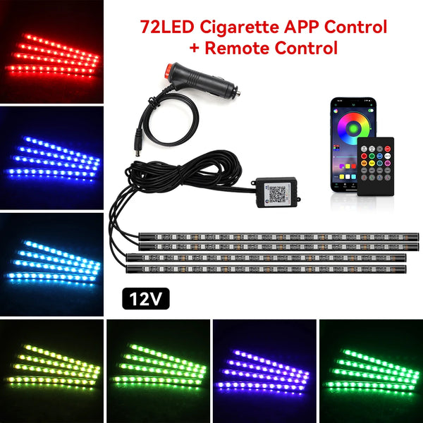 RGB Car Interior Foot Lights - Music Sync Underglow Kit