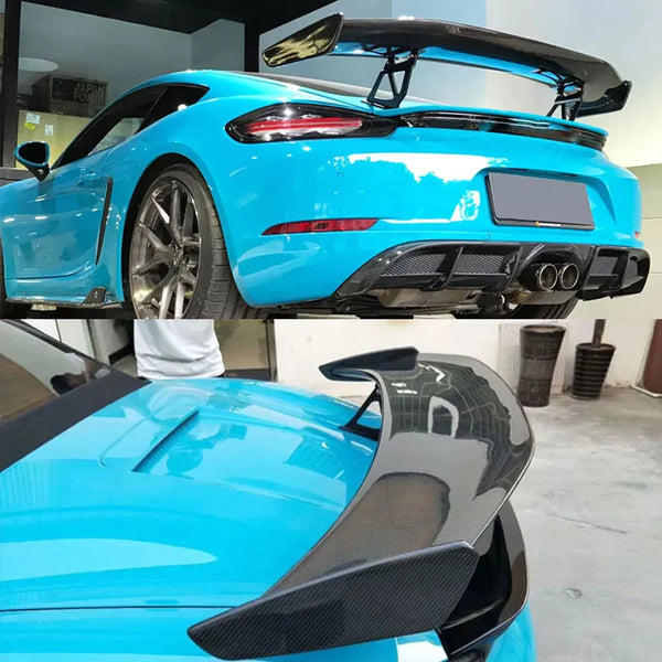 Carbon Fiber Rear Trunk Spoiler Wing for Porsche Cayman Boxster 981, 718, 987, 911 GT4 (2016-2019)