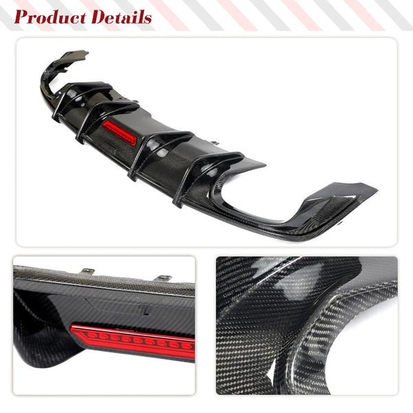 Carbon Fiber Rear Diffuser with LED Light for Audi A5 S-Line / S5 B9 (2017-2020)