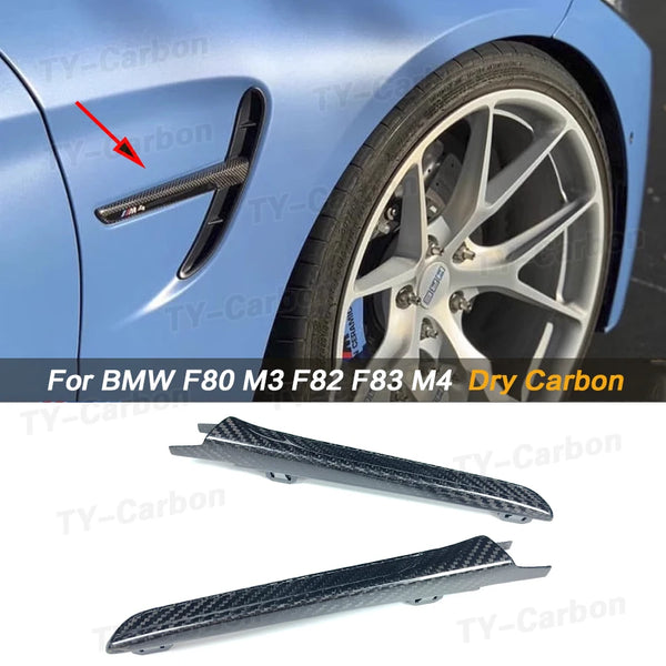 Dry Carbon Fiber Side Fender Air Vent Flow Trim for BMW M3 F80 / M4 F82 / M4 F83 (2014-2020)