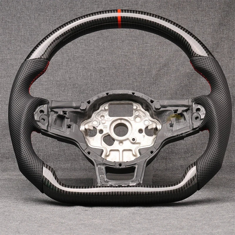 Carbon Fiber Steering Wheel with Leather/Alcantara for VW Golf MK7/7.5, GTI, GTD, GTE, R (2013-2020) - EuroSpeed