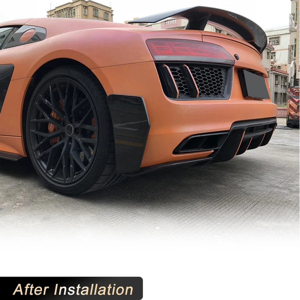 Carbon Fiber Rear Bumper Side Splitters for Audi R8 Coupe / Spyder (2016-2018)