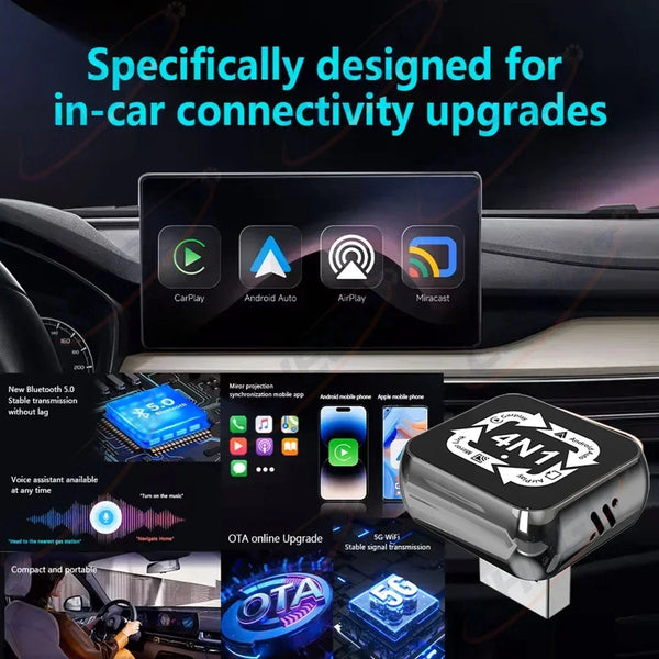 4-in-1 Smart CarPlay Adapter - Wireless Conversion Hub