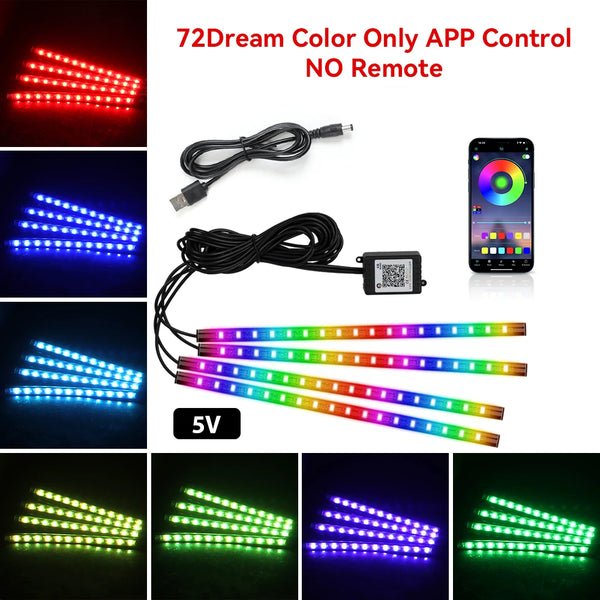 RGB Car Interior Foot Lights - Music Sync Underglow Kit