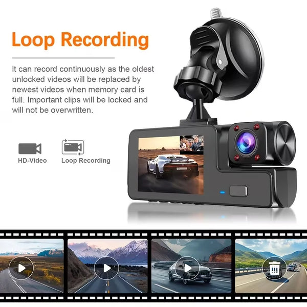 1080P 2-Channel Dash Cam - IR Night Vision