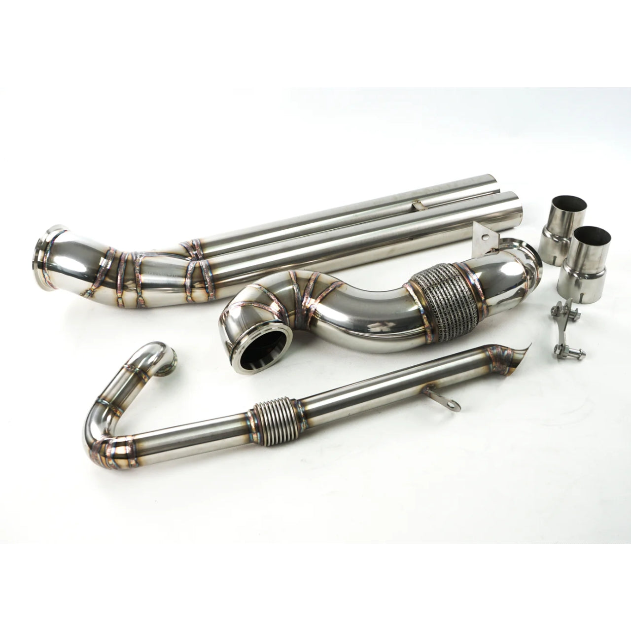 Stainless Steel T4 V‑Band Manifold with 4″ Downpipe & Midpipe — Audi RS3 (8V/8Y) / TTRS (8S) (2017–2024)