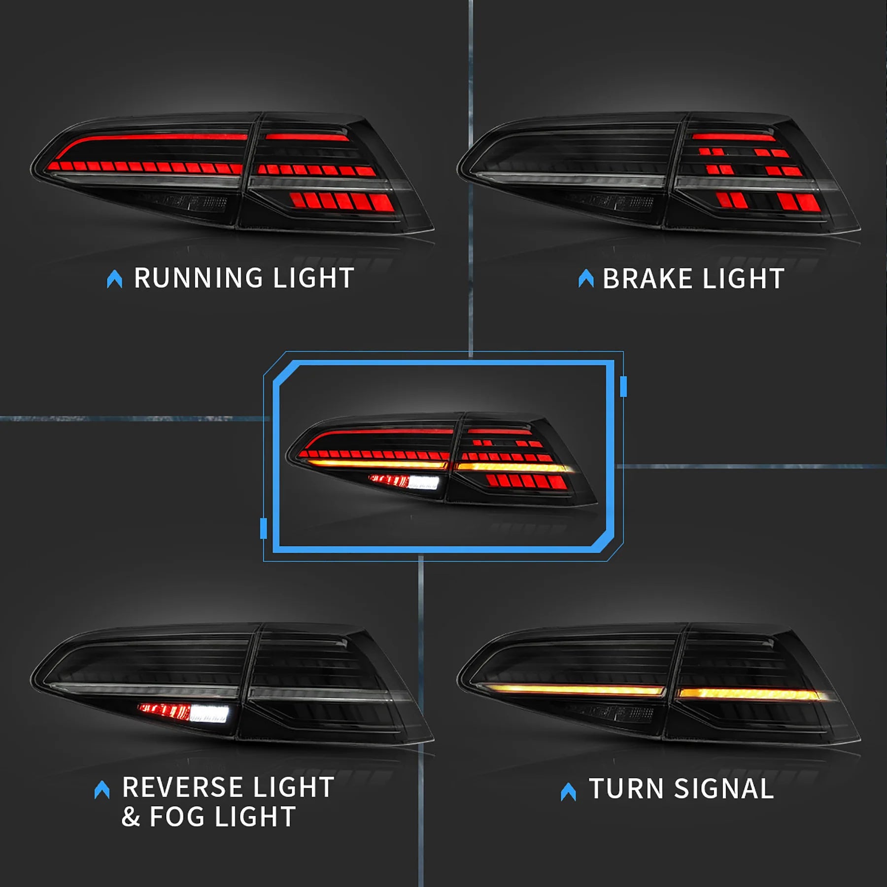 Sequential LED Tail Lights for VW Golf MK7 MK7.5 (2015–2021) - EuroSpeed
