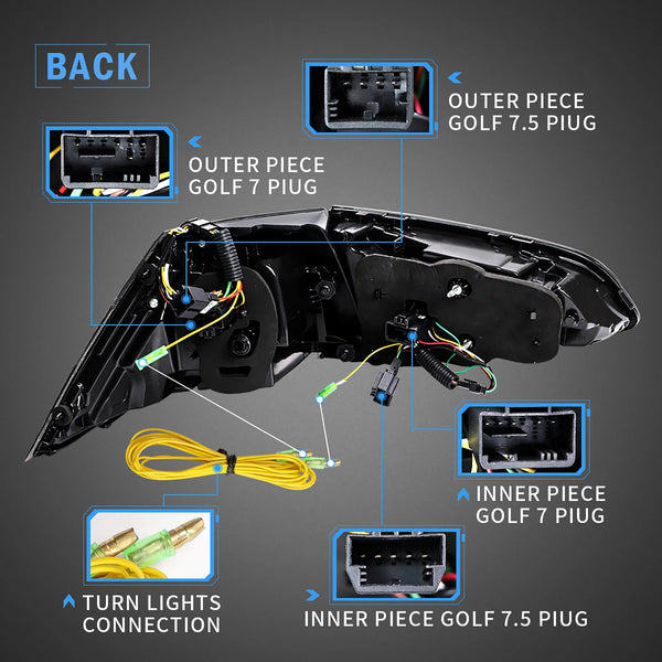 Sequential LED Tail Lights for VW Golf MK7 MK7.5 (2015–2021) - EuroSpeed